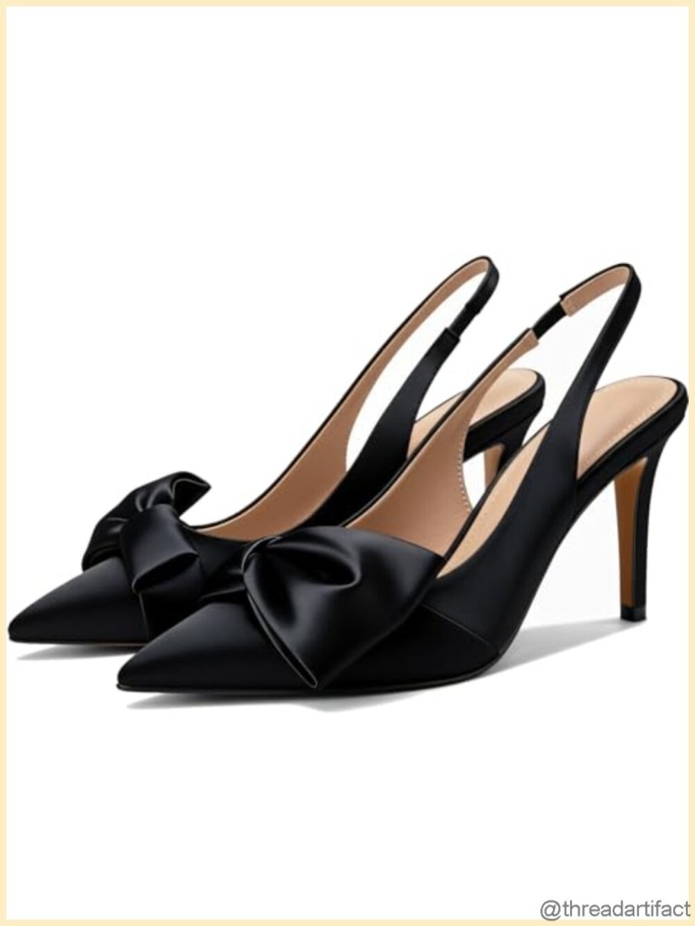 Women's Bow-Detail Slingback Pumps Pointed Toe Stiletto Heels